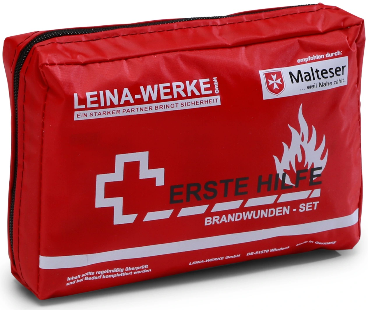Originalabbildung der Tasche des Brandwunden-Sets. Lieferumfang gemäß Artikelbeschreibung.