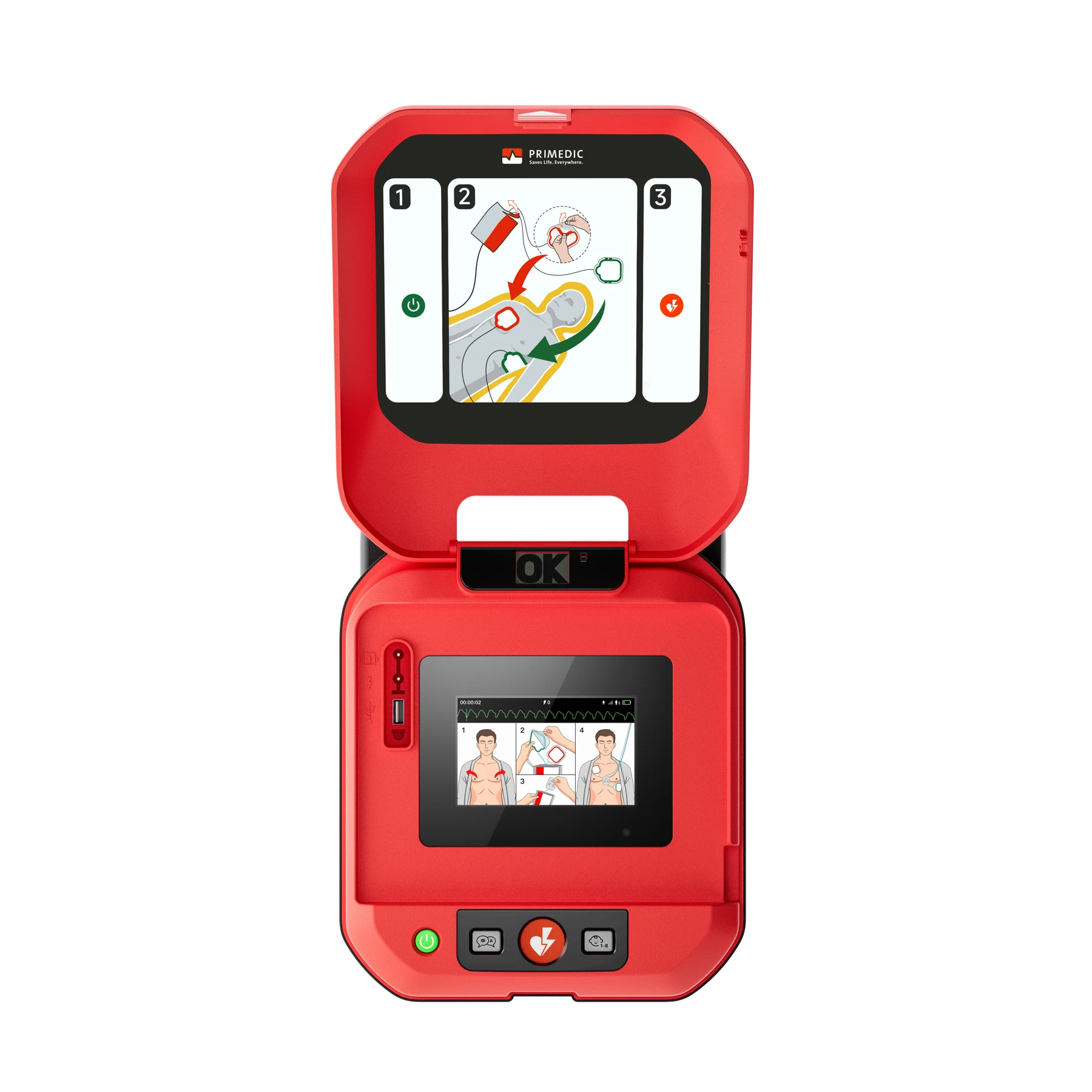 Originalabbildung HeartSave Y mit LCD. Zusatzausstattung gemäß Artikelbeschreibung.