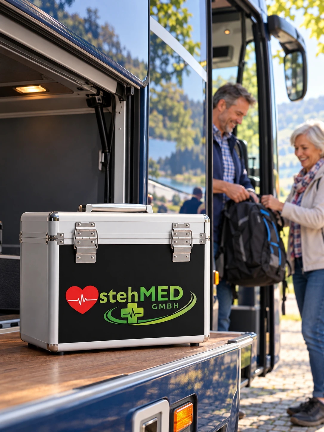 stehCASE bei der Vorbereitung einer Vereinsreise am Reisebus